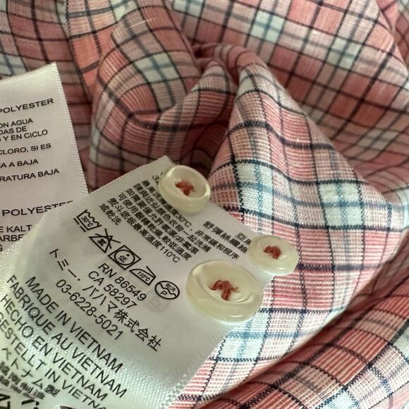 Tommy Bahama Linen Sorona Pink Plaid Button Up Shirt Men’s L EUC - Picture 8 of 11